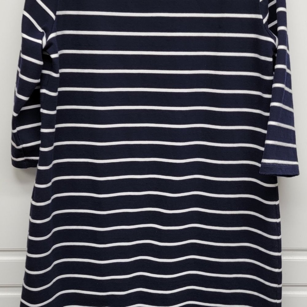 Talbots Nautical Shift Dress Blue & White Striped with Red Trim Size XL - Picture 2 of 5